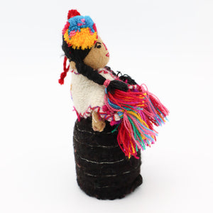 Pom Pom Mexican Doll Wearing Shawl Ornament Chiapas - Mystic World Finds
