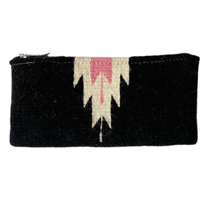 Black Pink Agave Zapotec Southwest Wool Zippered Wallet With Credit Card Holder - Mystic World Finds