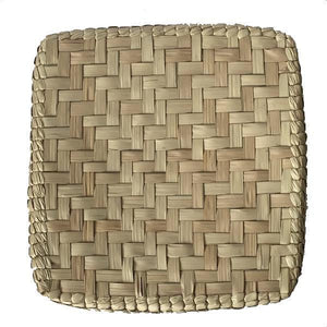 Palmleaf straw Cube Storage Basket With Lid sage green - Mystic World Finds