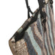 Aqua Striped Wool Laptop Bag Tote Leather Handles - Mystic World Finds