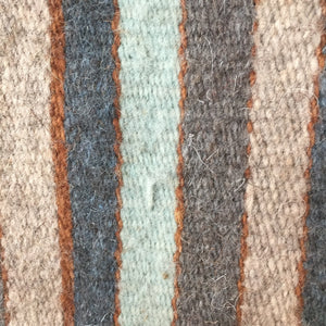 Aqua Striped Wool Tote Leather Handles - Mystic World Finds
