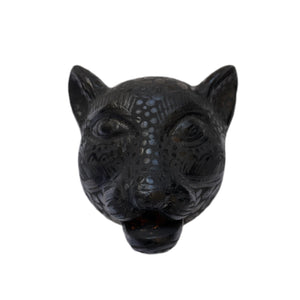 Black on Black Amatenango Del Valle Chiapas Painted Clay Jaguar Mask - Mystic World Finds