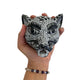 Amatenango Del Valle Chiapas Black and White Painted Clay Jaguar Mask - Mystic World Finds