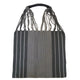 Gray Striped Hammock Mexican Chiapas Oaxaca Cotton Cloth Tote Bag With Braided Handles - Mystic World Finds
