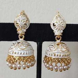White Jhumka Indian Earrings - Mystic World Finds