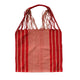 Red Striped Hammock Mexican Chiapas Oaxaca Cotton Cloth Tote Bag With Braided Handles - Mystic World Finds