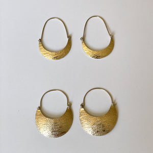 Stamped gold crescent thin hoop earrings - Mystic World Finds