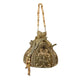 Golden Lotus Potli Evening Bag with Pearl String Handles - Mystic World Finds