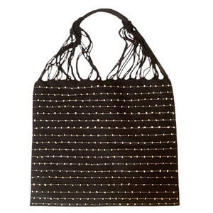 Black and Off White dotted looped lines chiapas oaxaca hammock bag - Mystic World Finds