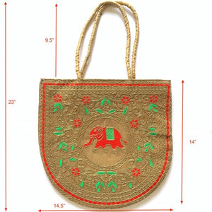 Indian Elephant Embroidery Boho Banjara Kutchi Gypsy Tribal Handbag - Mystic World Finds