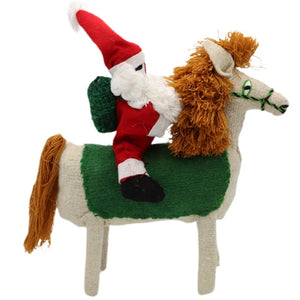 Keepsake  Large Christmas Santa Figurine Riding Cream Colored Horse- Mystic World Finds