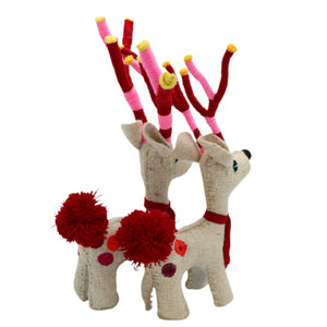 Keepsake Christmas Wool Brightly Colored Reindeer Statue - Mystic World Finds