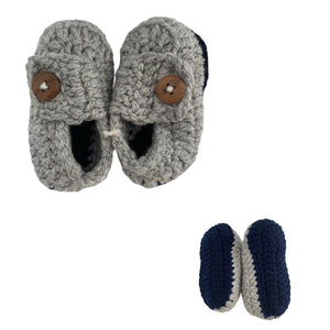 Mexican Knitted Gray Unisex Baby Button Booties - Mystic World Finds