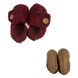 Mexican Knitted Burgundy Unisex Baby Booties - Mystic World Finds