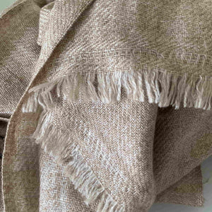 Super Soft Finely Woven Beige Baby Yak Wool Scarf Shawl - Mystic World Finds
