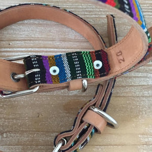 Medium Guatemala Dog Tribal Leather collar - Mystic World Finds