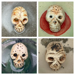 hand carved tiny skulls ceramic mezcalero - mystic world finds