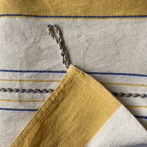 Oversized Yellow and Blue Mexican Dish Towel  - Mystic World Finds