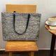 Oversized Gray Naturally Dyed Wool Tote with Black Leather Handles - Mystic World Finds