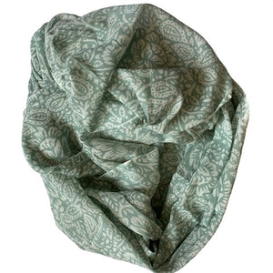 light green paisley indian block print cotton scarves - mystic world finds