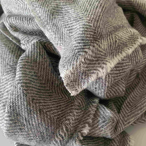 Super Soft Finely Woven Gray Chevron Baby Yak Wool Scarf Shawl - Mystic World Finds