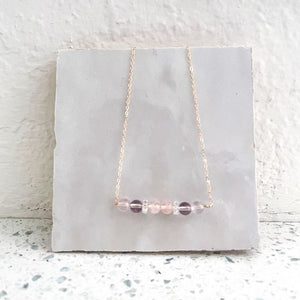 Custom Energy Reading Crystal Bar Amethyst Rose Quartz Necklace  - Mystic World Finds