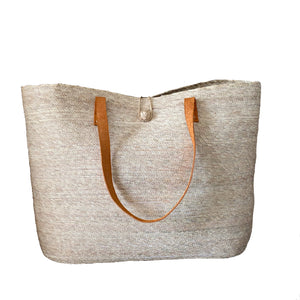 Oversized Straw Market Beach Bag with Leather Handles - Mystic World Finds