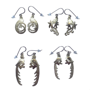 Etched Silver Quetzal Bird Earrings - Mystic World Finds