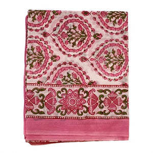 Pink  flower Indian block print cotton scarves - Mystic World Finds