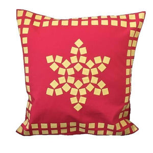 Indian Cotton Square Throw Pillowcase Navy Red and Yellow Star - Mystic World Finds