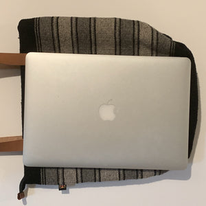 Striped Wool Laptop Tote With Leather Handles - Mystic World Finds