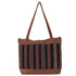Navy Blue Striped Suede Tote