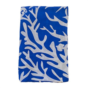 Blue Coral Print Indian Block Print Scarves - Mystic World Finds
