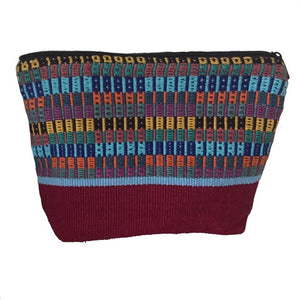 Maroon Brightly colored Guatemala  cosmetic bag  - Mystic World Finds