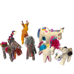 Handmade Woolen Animal Animalitos Toys Chiapas Unicorn, Reindeer, Goat, Donkey, Horse, Giraffe - Mystic World Finds