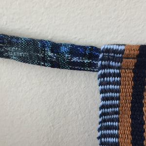 blue and mustard fabric string
