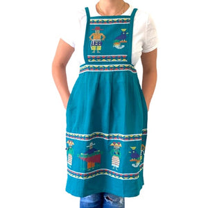Embroidered Guatemala Teal Apron - Mystic World Finds