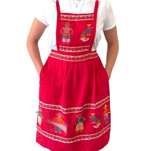 Embroidered Guatemala Red Apron - Mystic World Finds