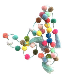 Multicolored pom pom strings with tassel Mexico Mexican - Mystic World Finds