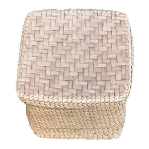 Palmleaf straw Cube Storage Basket With Lid sage green - Mystic World FindsPalmleaf straw Cube Storage Basket With Lid sage green - Mystic World Finds