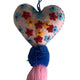 embroidered chiapas felt pink  heart with pom pom and tassel purse charm - mystic world finds