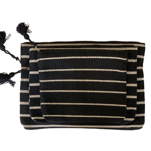 handmade striped black laptop and ipad tablet zippered padded sleeve - Mystic World Finds