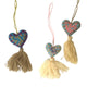 embroidered chiapas small blue lavender  heart with pom pom and tassel purse charm - mystic world finds