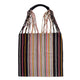 Multi Color Rainbow Striped Hammock Mexican Chiapas Oaxaca Cotton Cloth Tote Bag With Braided Handles - Mystic World Finds