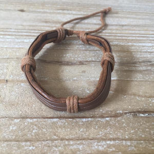 Handmade Leather Strings Mens Cuff Bracelet Accessory - Mystic World Finds
