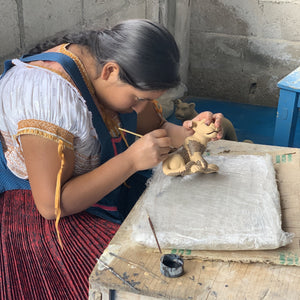 Amatenango Del Valle Chiapas Painted Clay Jaguar Mask - Mystic World Finds