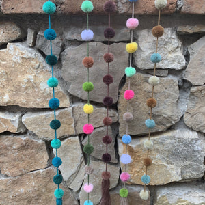 Multicolored pom pom strings with tassel Mexico Mexican - Mystic World Finds